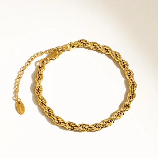 18K Braided Stackable Bracelet - Gold