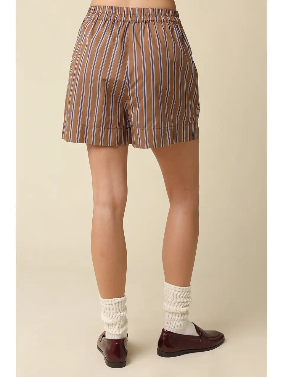 Hunter Striped Lounge Shorts - Brown Blue