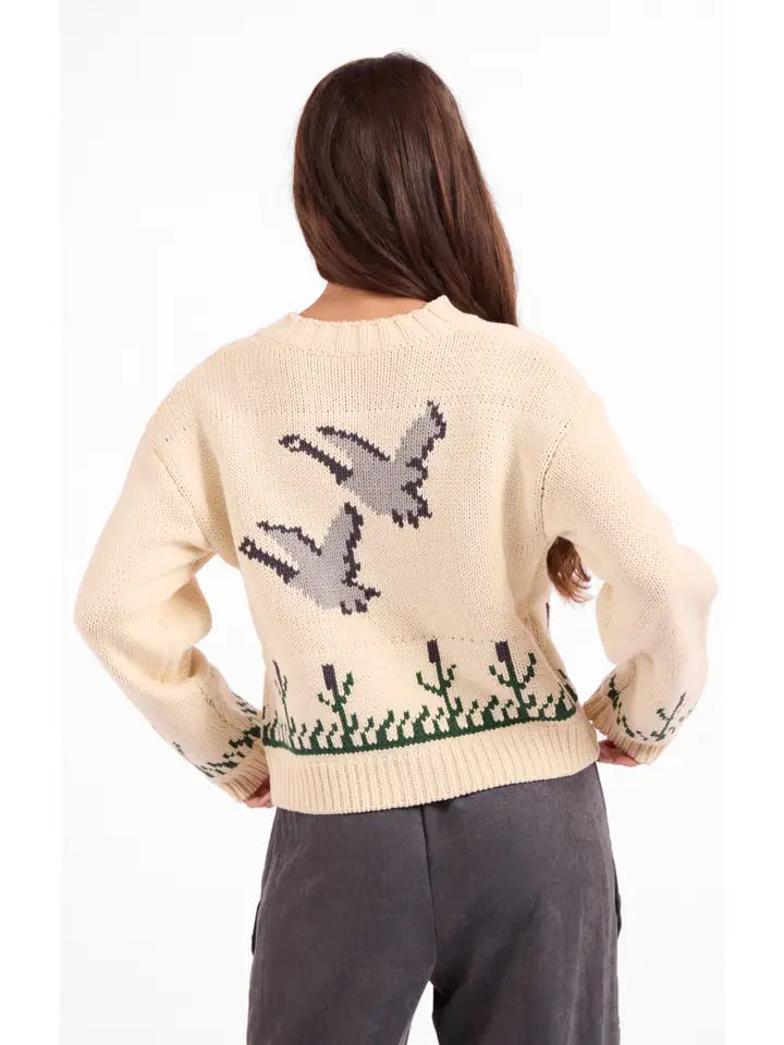 Songbird Zip Sweater - Cream Multi