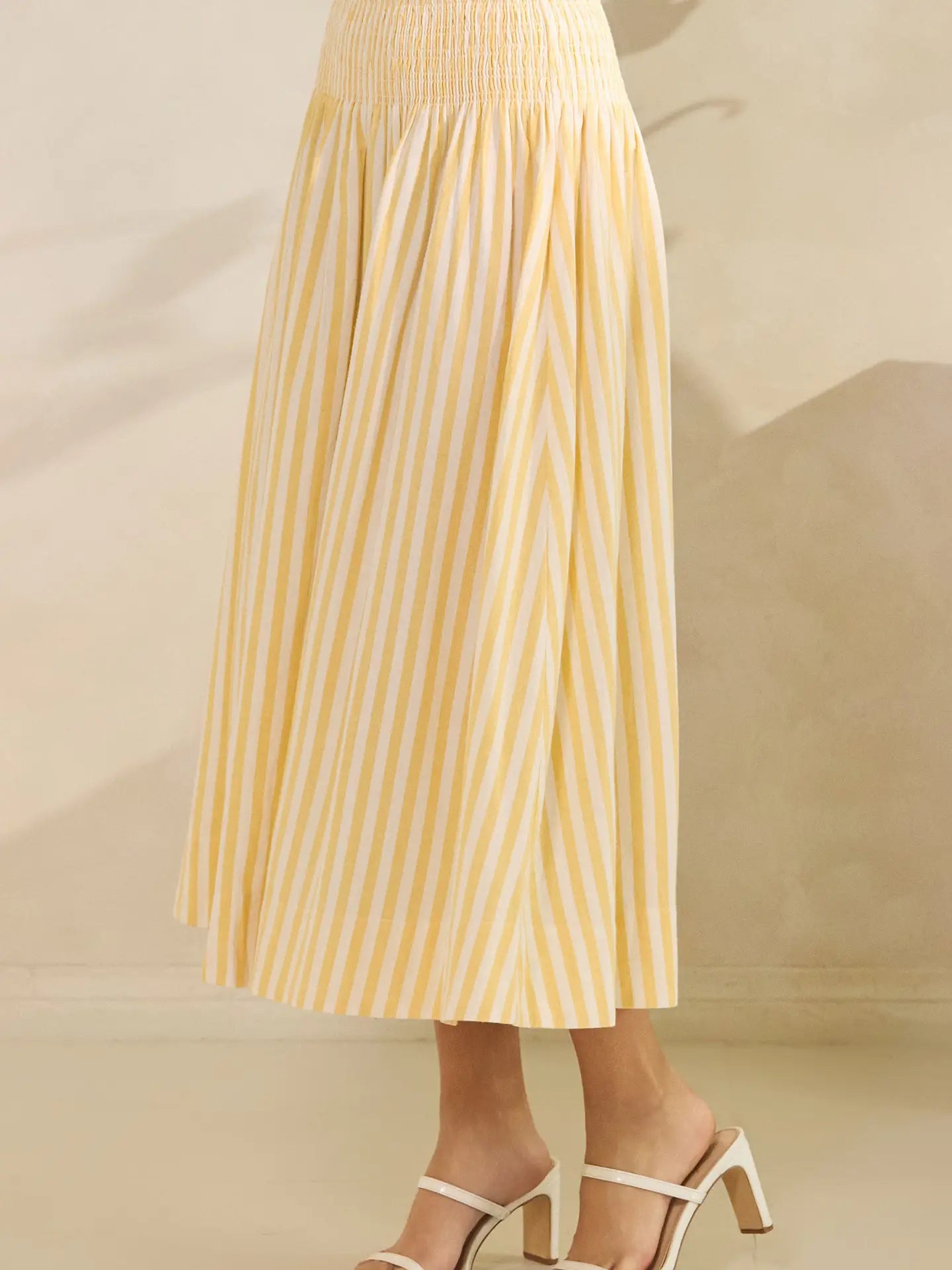 Smocked Maxi Skirt - Yellow Stripe