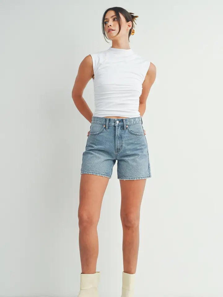 Longer Length Short - Medium Denim