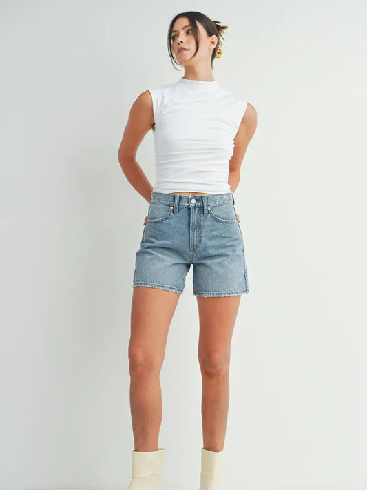 Longer Length Short - Medium Denim