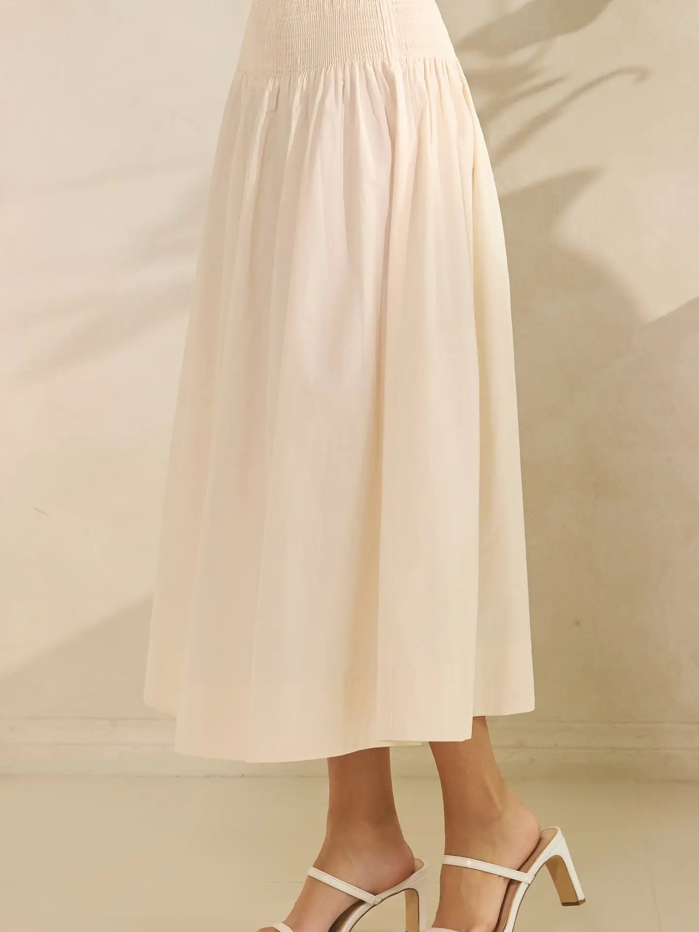 Smocked Maxi Skirt - Cream