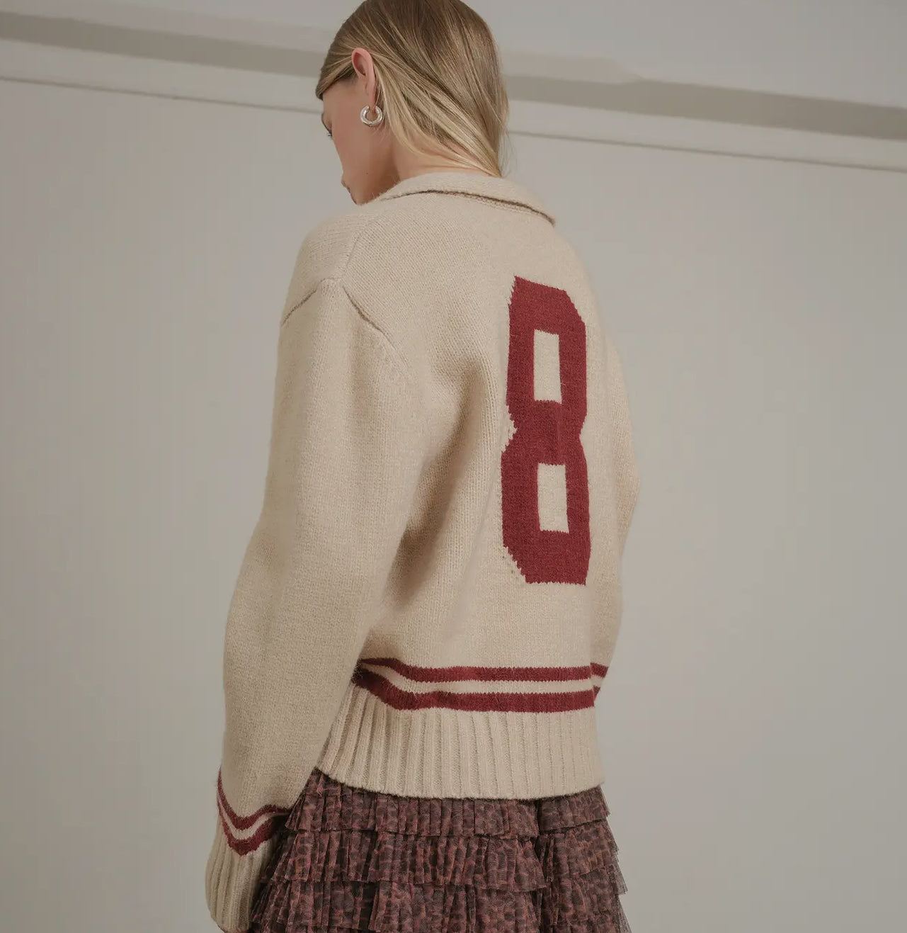 Varsity Zip-Up - Oatmeal & Wine Stripe