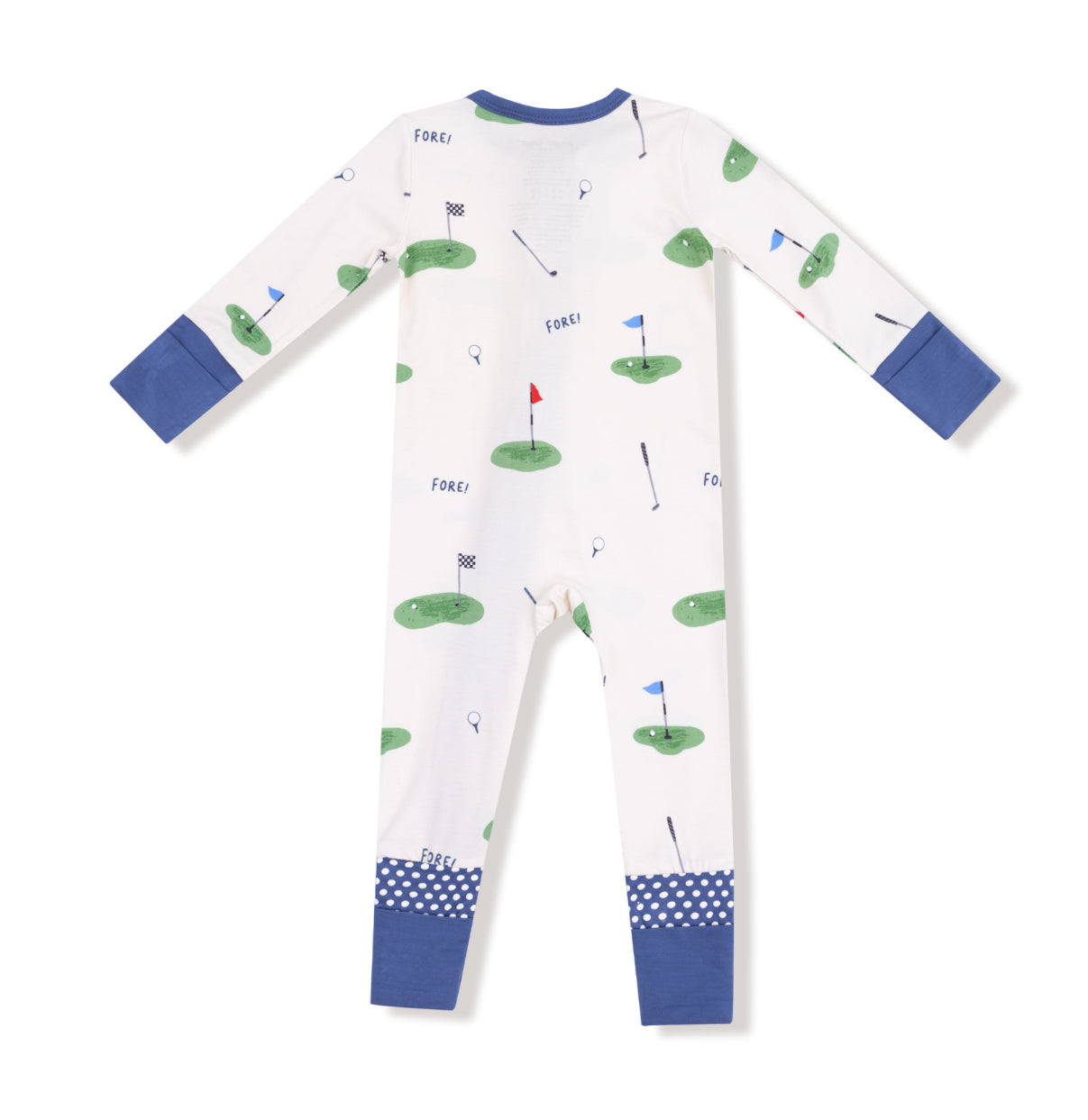 2 Way Zipper Romper - All Fore Golf - Ivory & Navy