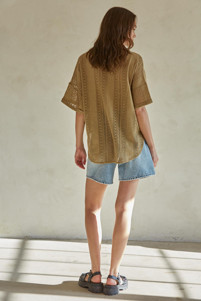 Cavalleri Shirt Top - Olive Brown