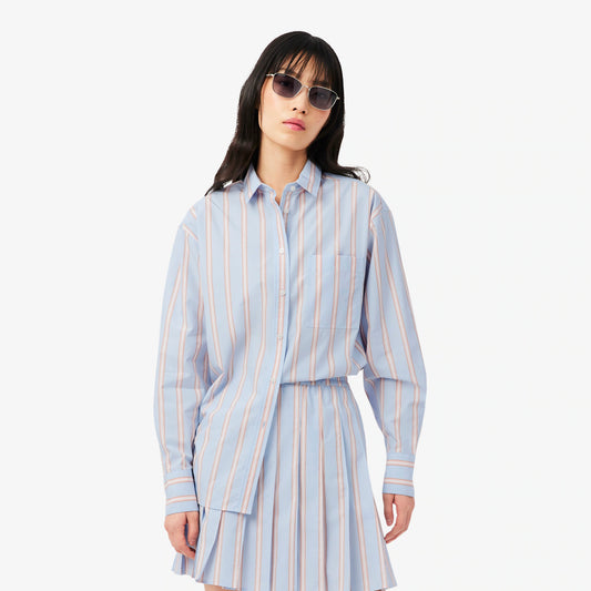 Lacoste - Oversized Cotton Poplin Shirt - Bleu Clair/Rose/Blanc/Noir