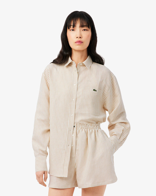 Lacoste - Oversized Linen Blend Shirt - Beige
