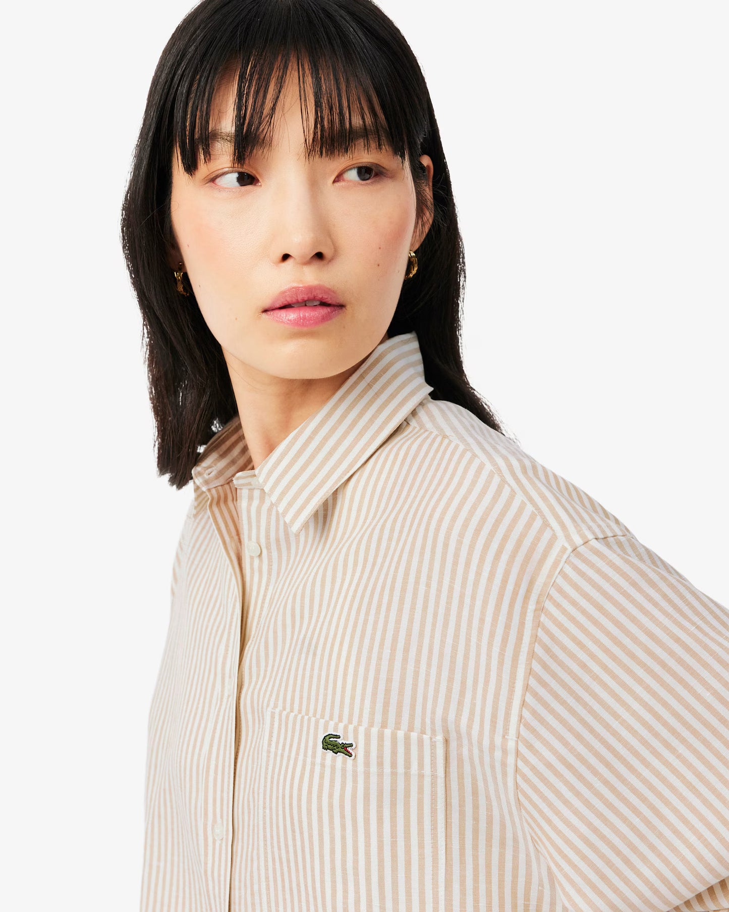 Lacoste - Oversized Linen Blend Shirt - Beige
