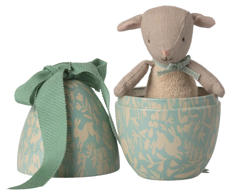 Maileg - Easter Egg with Micro Lamb, Small - Dusty Mint