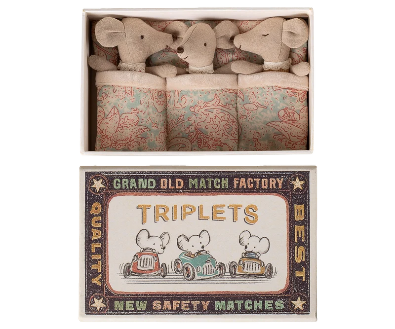 Maileg - Triplets, Baby Mice in Matchbox