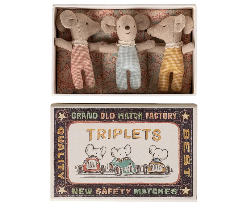 Maileg - Triplets, Baby Mice in Matchbox