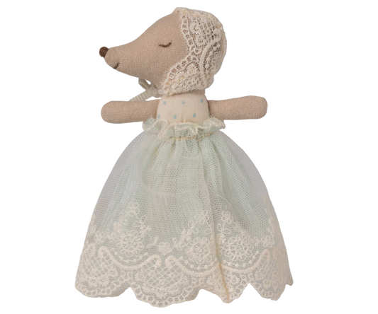 Maileg - Baby Mouse in Gown - Mint - PREORDER