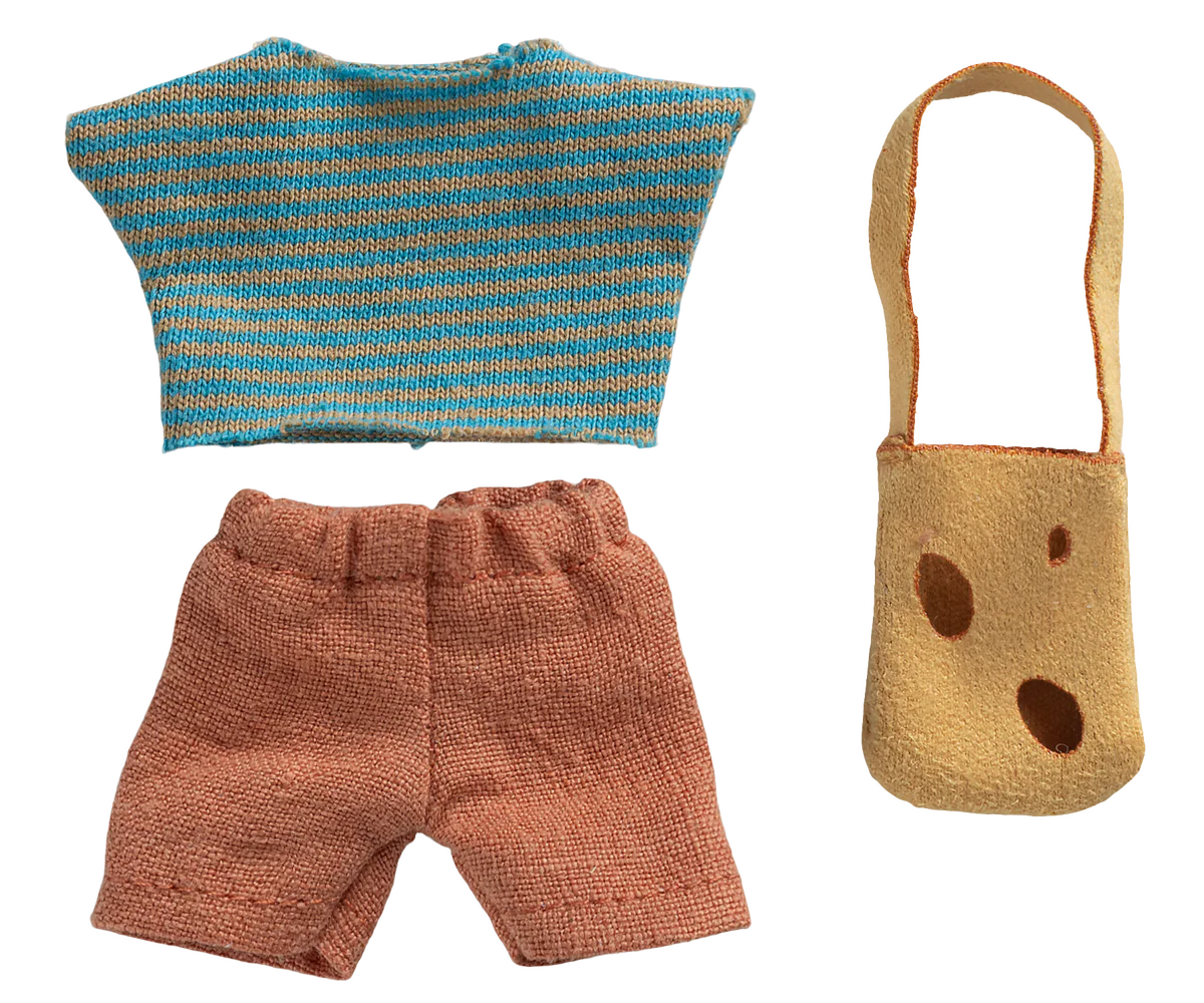 Maileg - Clothes and Bag - Little Brother Mouse