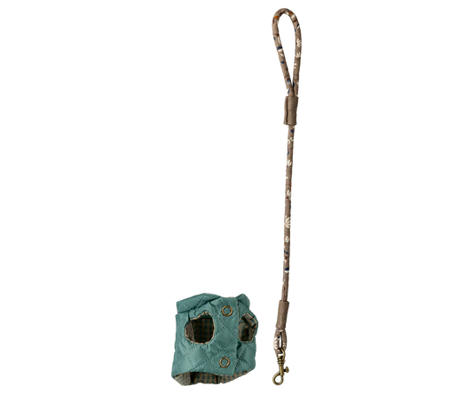 Maileg - Puppy Supply, Harness and Leash - Dark Mint