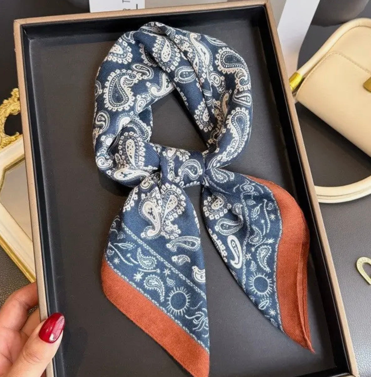Silk Scarf - Blue
