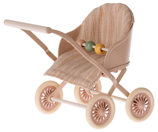 Maileg - Stroller, Baby Mouse - Rose