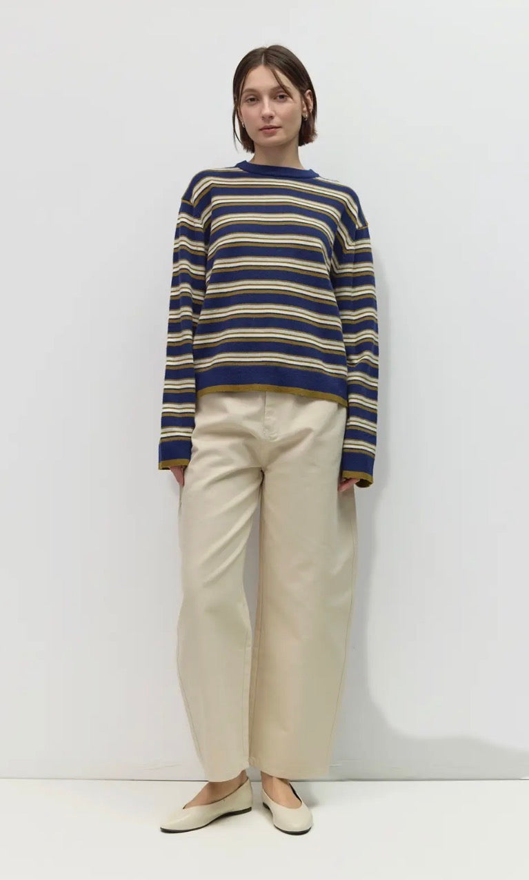 Striped Relaxed Sweater - Navy Multi