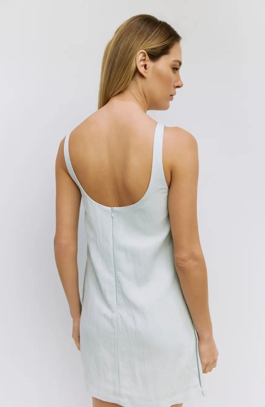 Open Back Summer Midi Dress - Sky Blue