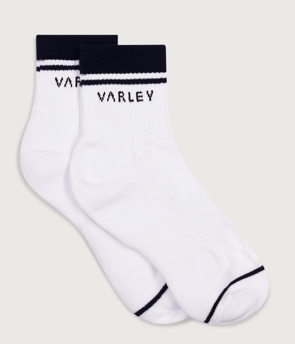 Varley - Lenni Half Crew Sock - White/Blue Nights