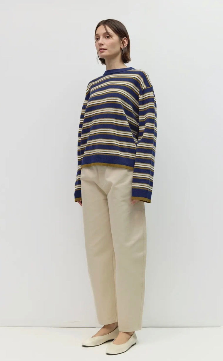 Striped Relaxed Sweater - Navy Multi