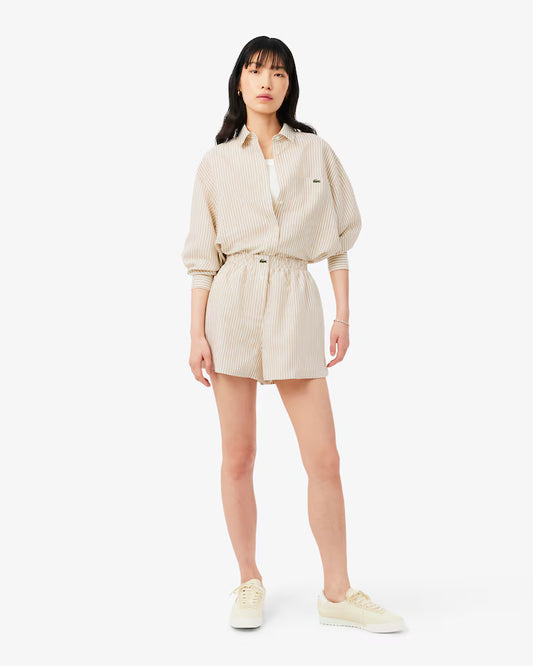 Lacoste - Oversized Linen Blend Shorts - Beige