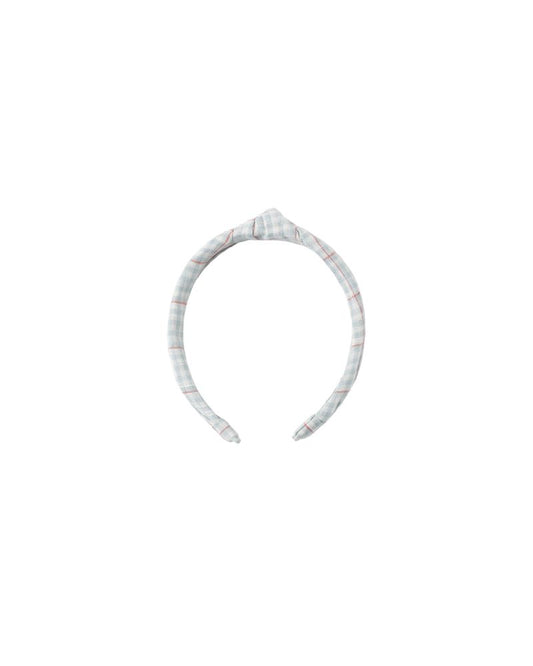 Rylee + Cru - Bow - Knotted Headband - Light Blue Plaid