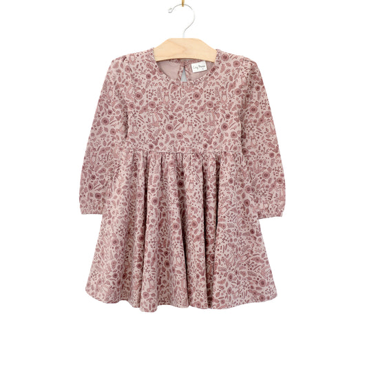 City Mouse - Twirl Dress - Fox Floral - Dusty Rose