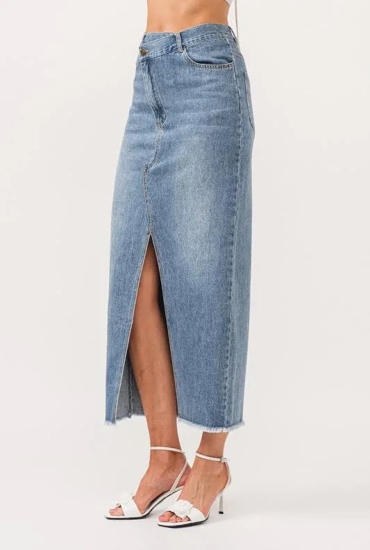 Jennie Midi Denim Skirt - Medium Wash