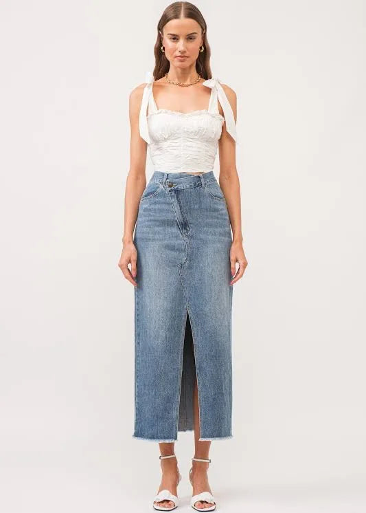 Jennie Midi Denim Skirt - Medium Wash