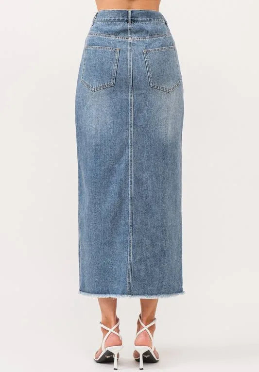 Jennie Midi Denim Skirt - Medium Wash