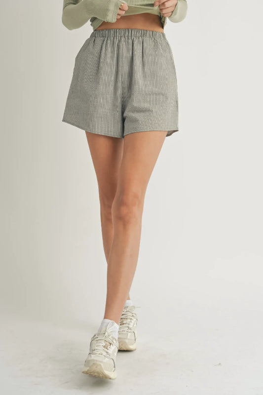 Effie Striped Boxer Short - Dark Sage