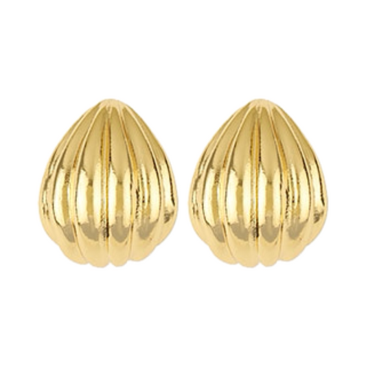 Textured Shell Hoops - Gold Dipped
