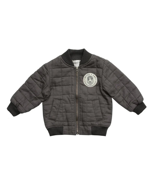 Rylee + Cru - Quilted Bomber Jacket - Charcoal