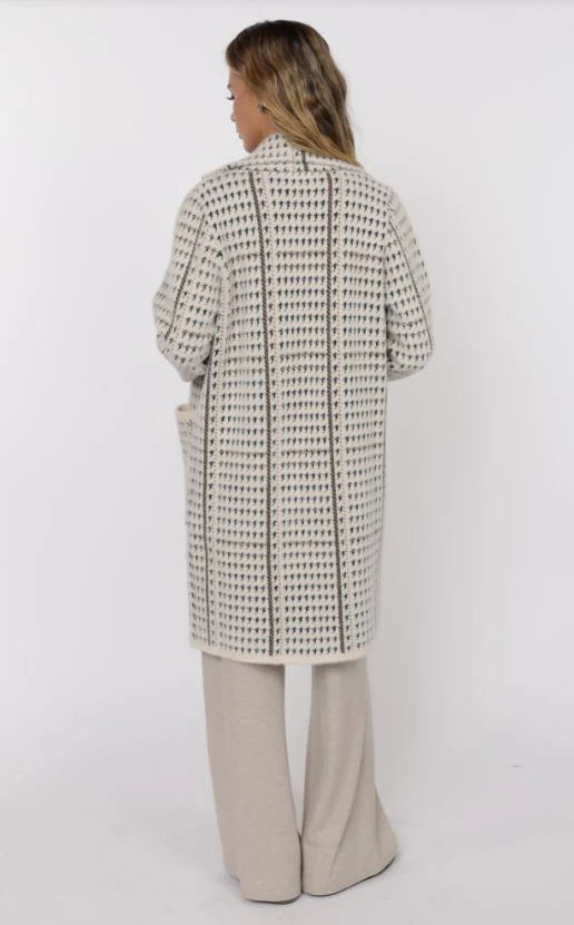 Marceau Houndstooth Coat - Ivory Slate