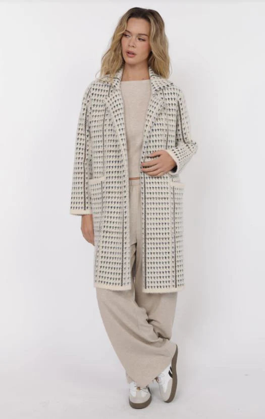 Marceau Houndstooth Coat - Ivory Slate