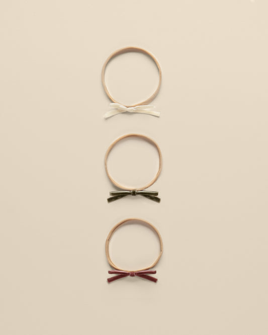 Noralee - Velvet Bow Headbands - Poppy, Ivory, Olive