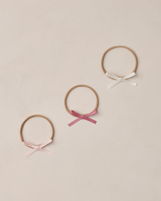 Noralee - Baby Bow Headbands - Ivory, Rose, Raspberry