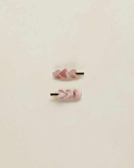 Noralee - Velvet Heart Clips - Bubblegum