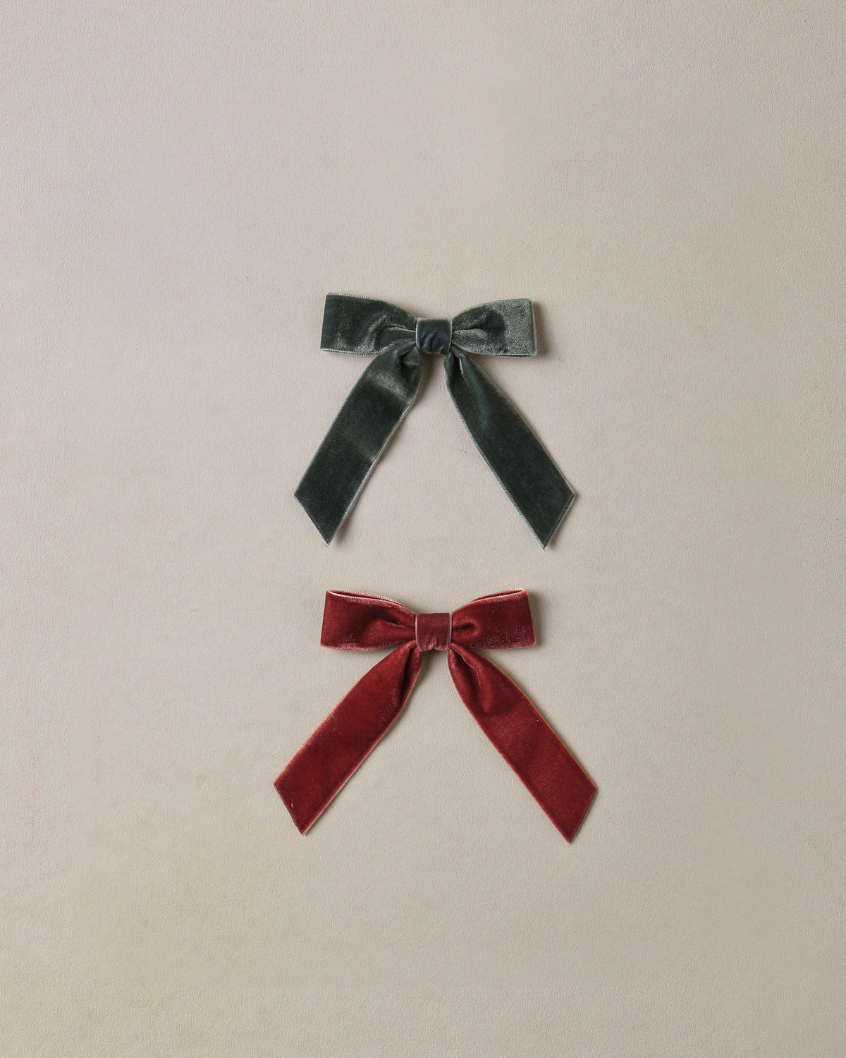 Noralee - Velvet Bows Set - Green, Ruby