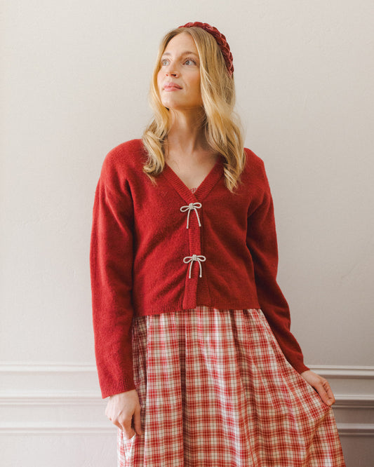 Noralee - Bow Cardigan - Ruby
