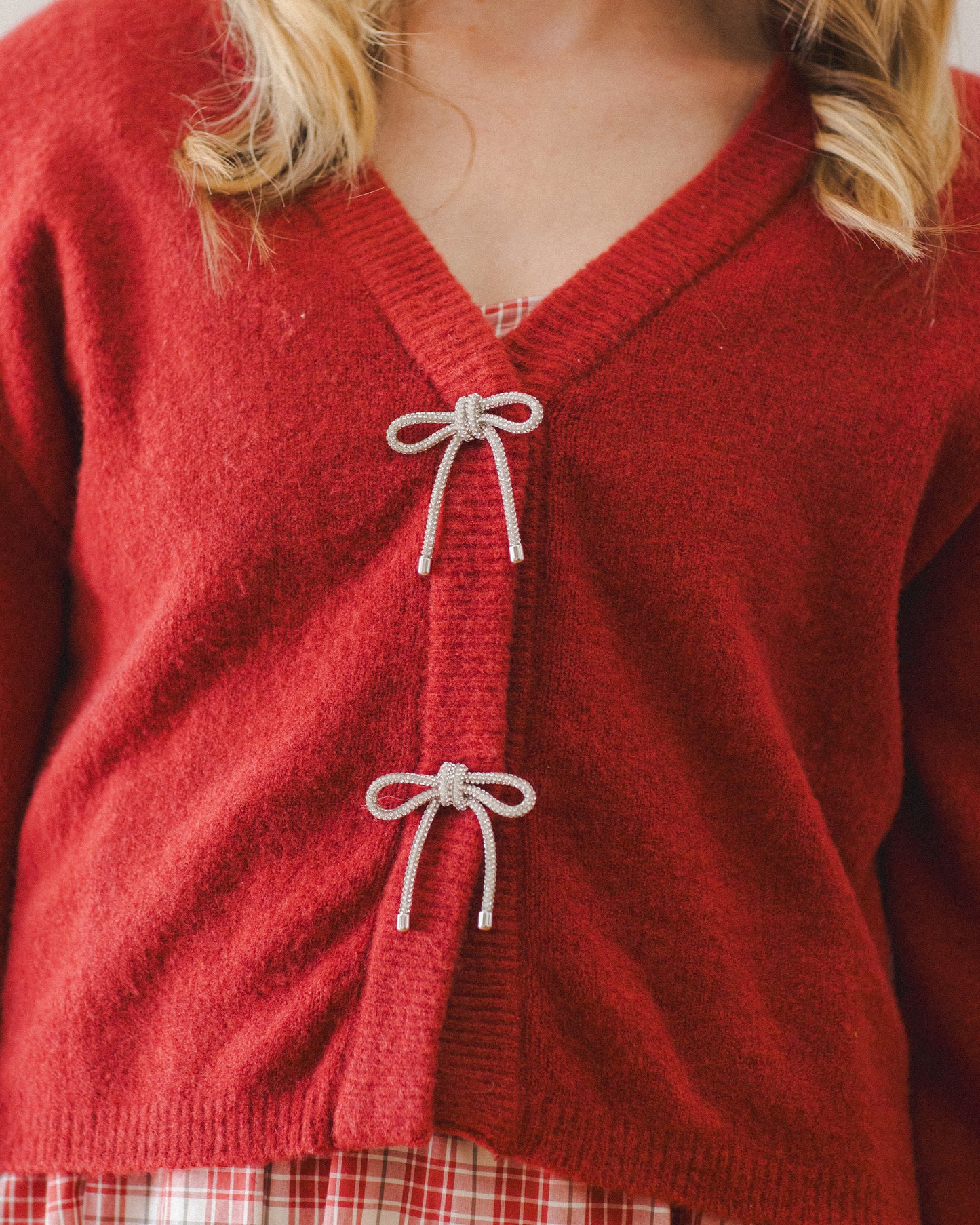 Noralee - Bow Cardigan - Ruby