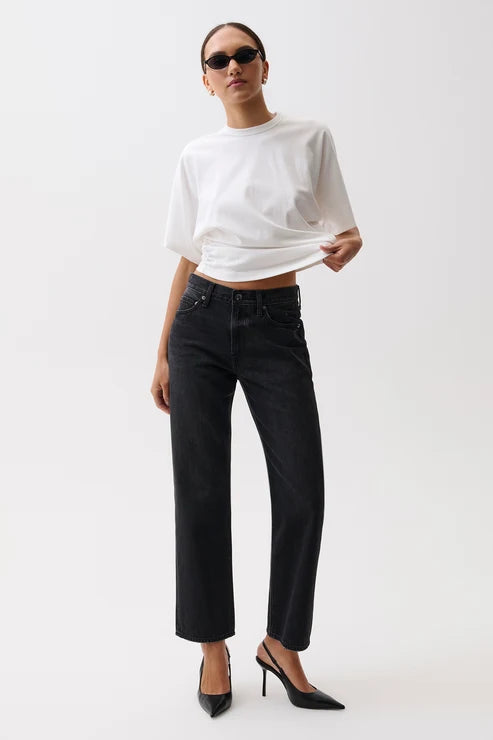 Pistola - Lexi Mid Rise Bowed Straight - Black Night