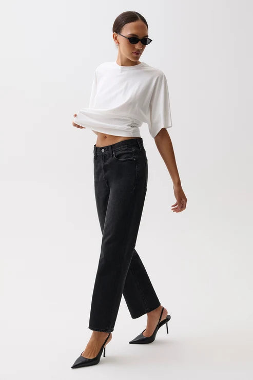 Pistola - Lexi Mid Rise Bowed Straight - Black Night