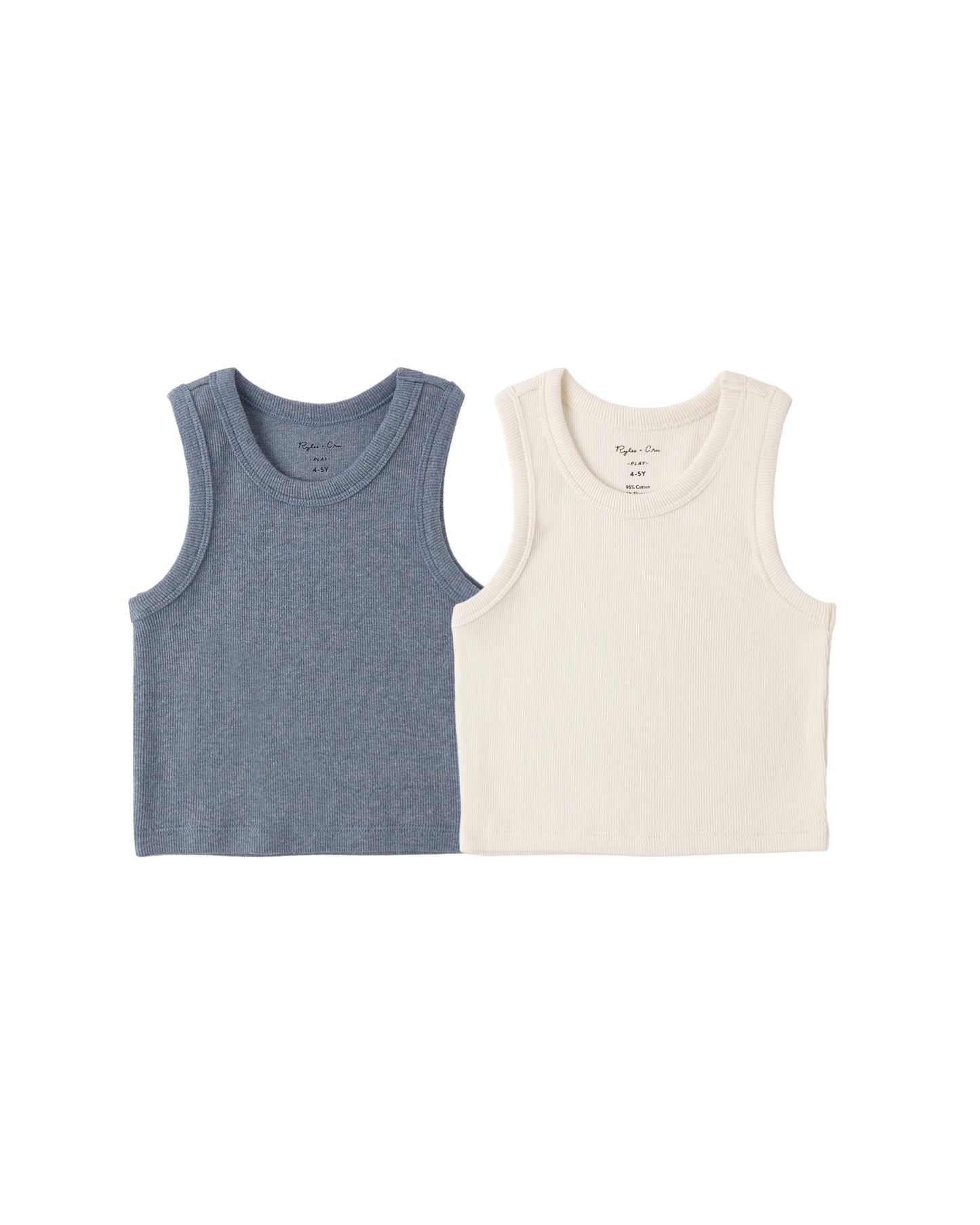 Rylee + Cru - Ribbed Tank Set - Natural, Heathered Marine