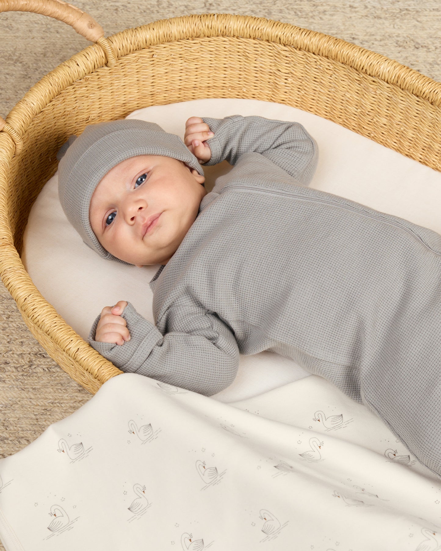 Quincy Mae - Waffle Sleep Set - Dusty Blue