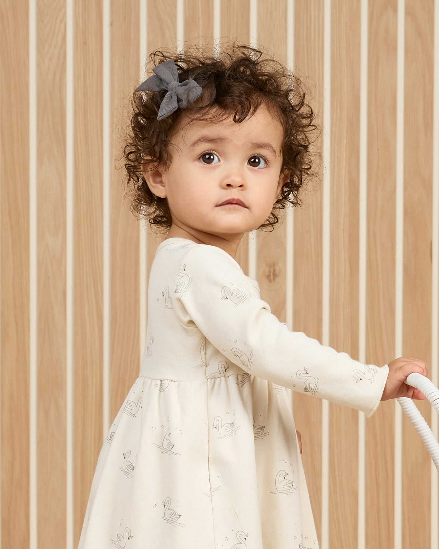 Quincy Mae - Long Sleeve Baby Dress - Swans