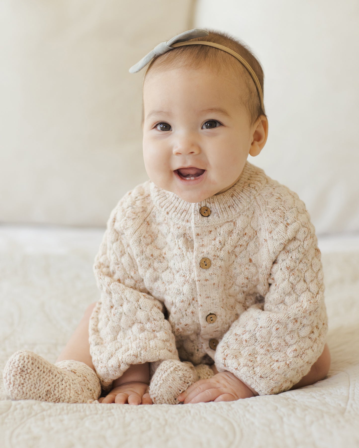 Quincy Mae - Bubble Knit Cardigan - Natural Confetti