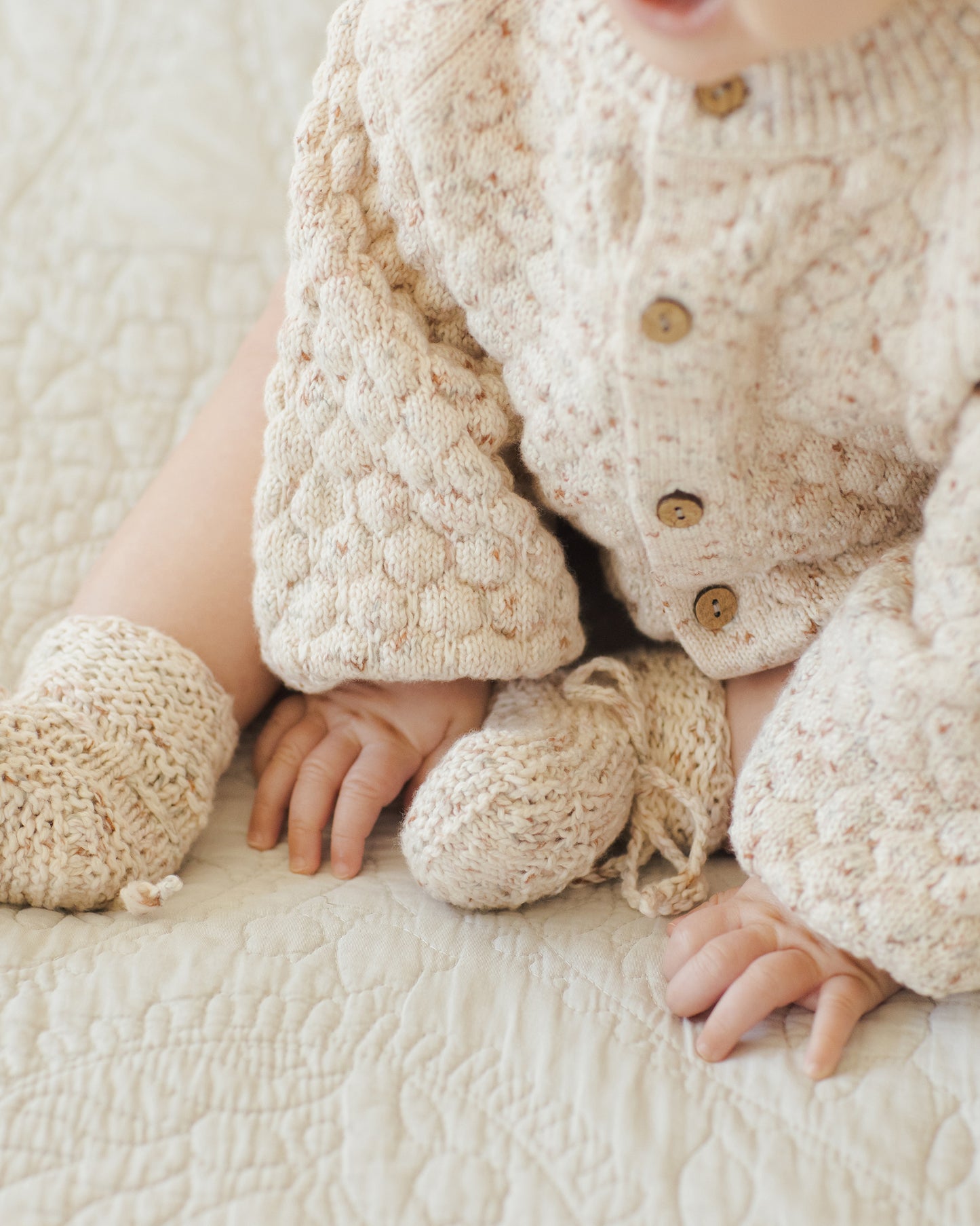 Quincy Mae - Bubble Knit Cardigan - Natural Confetti