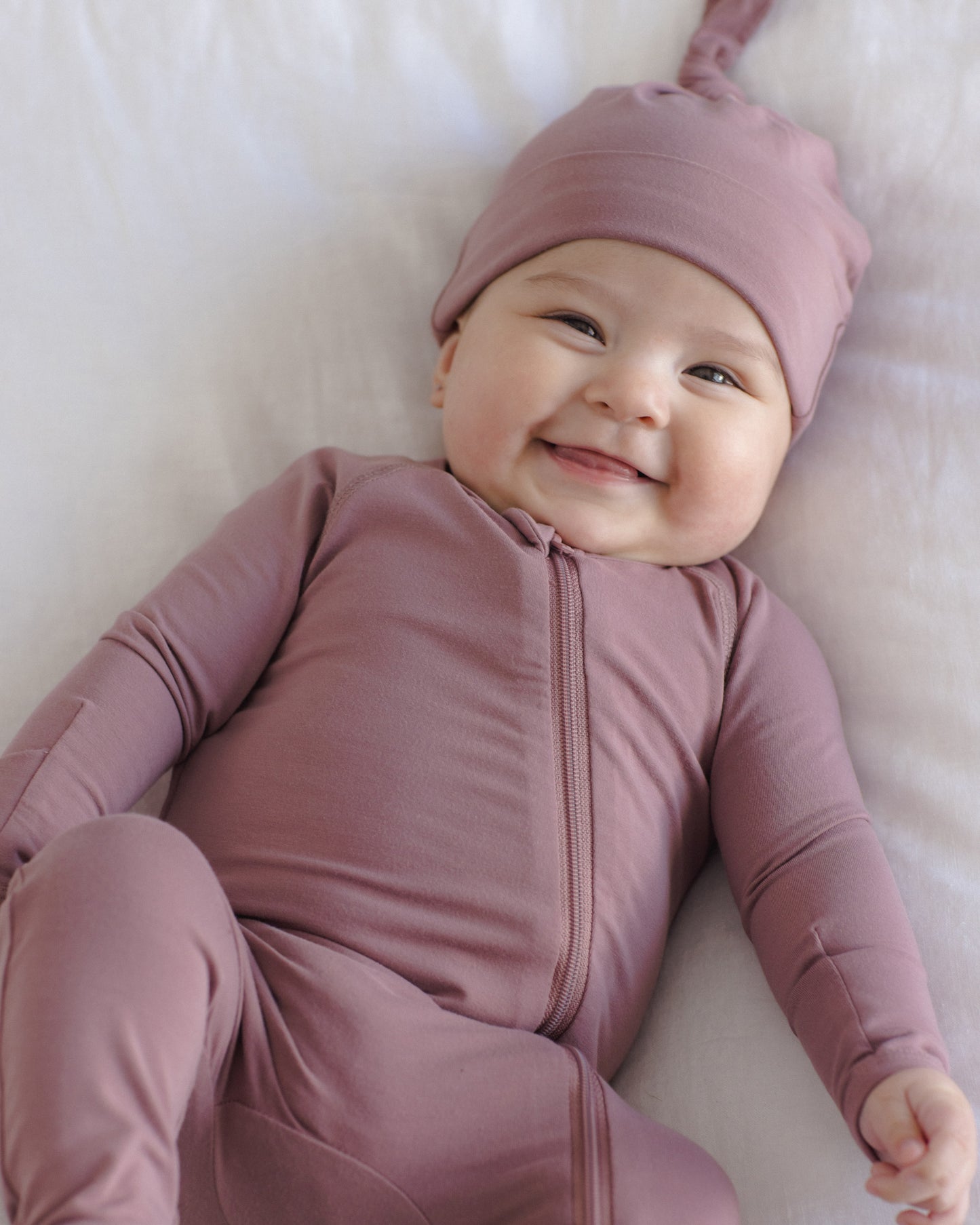 Quincy Mae - Bamboo Zip Footie - Mulberry
